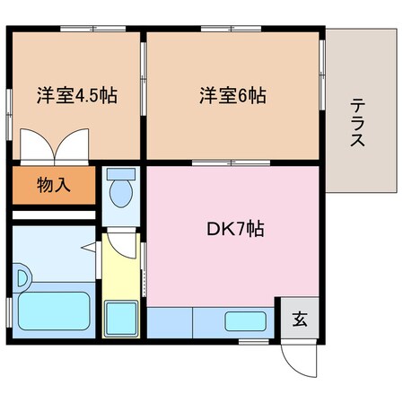 伊勢川島駅 徒歩64分 1階の物件間取画像